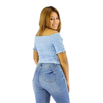 Blusa manga corta con fruncido que resalta tu feminidad natural