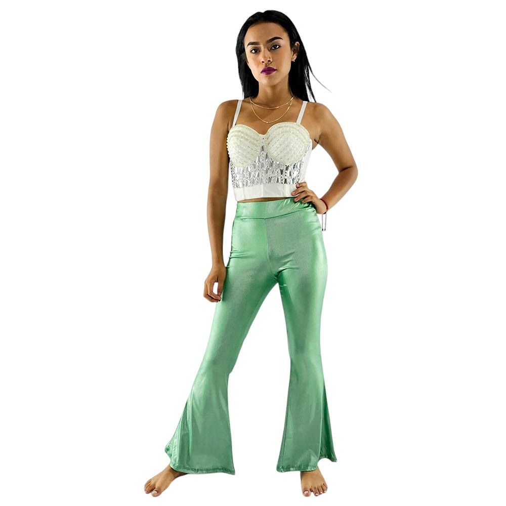 Pantalón acampanado satinado con brillo que potencia tu energía visual