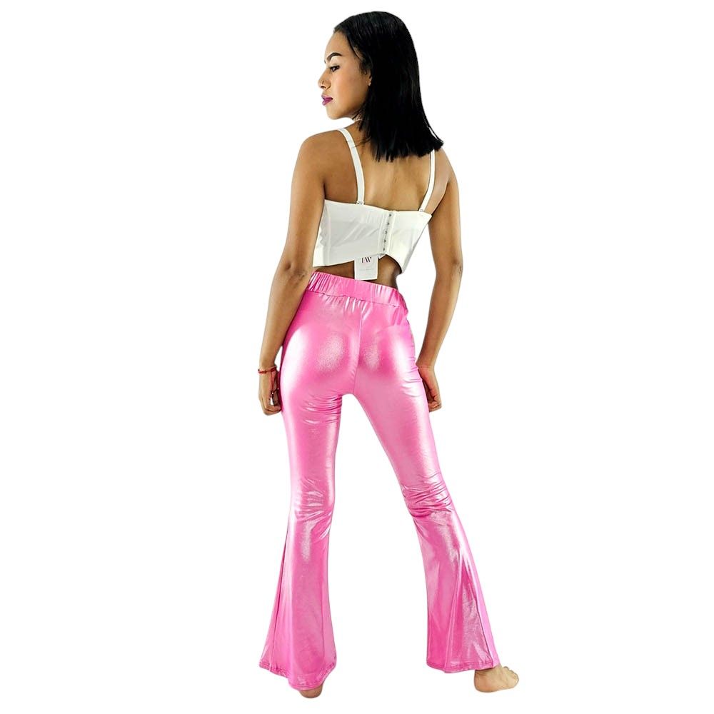 Pantalón acampanado satinado con brillo que potencia tu energía visual