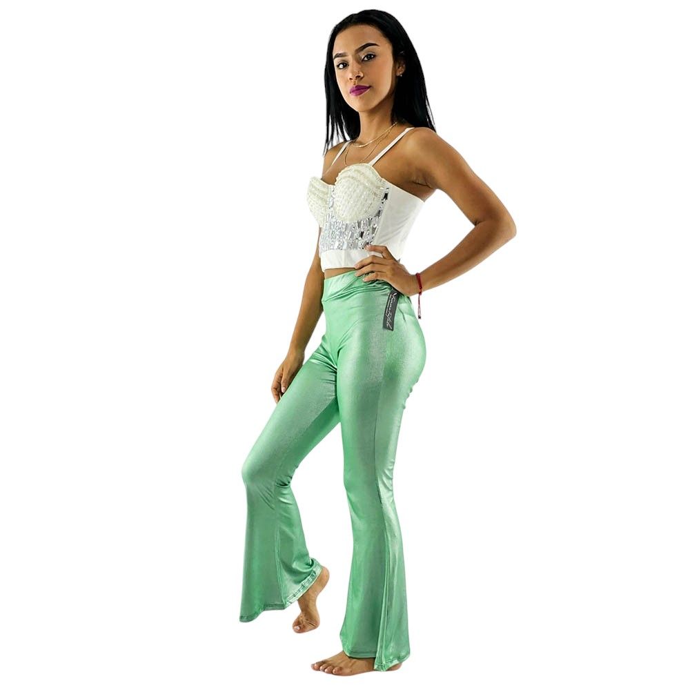 Pantalón acampanado satinado con brillo que potencia tu energía visual