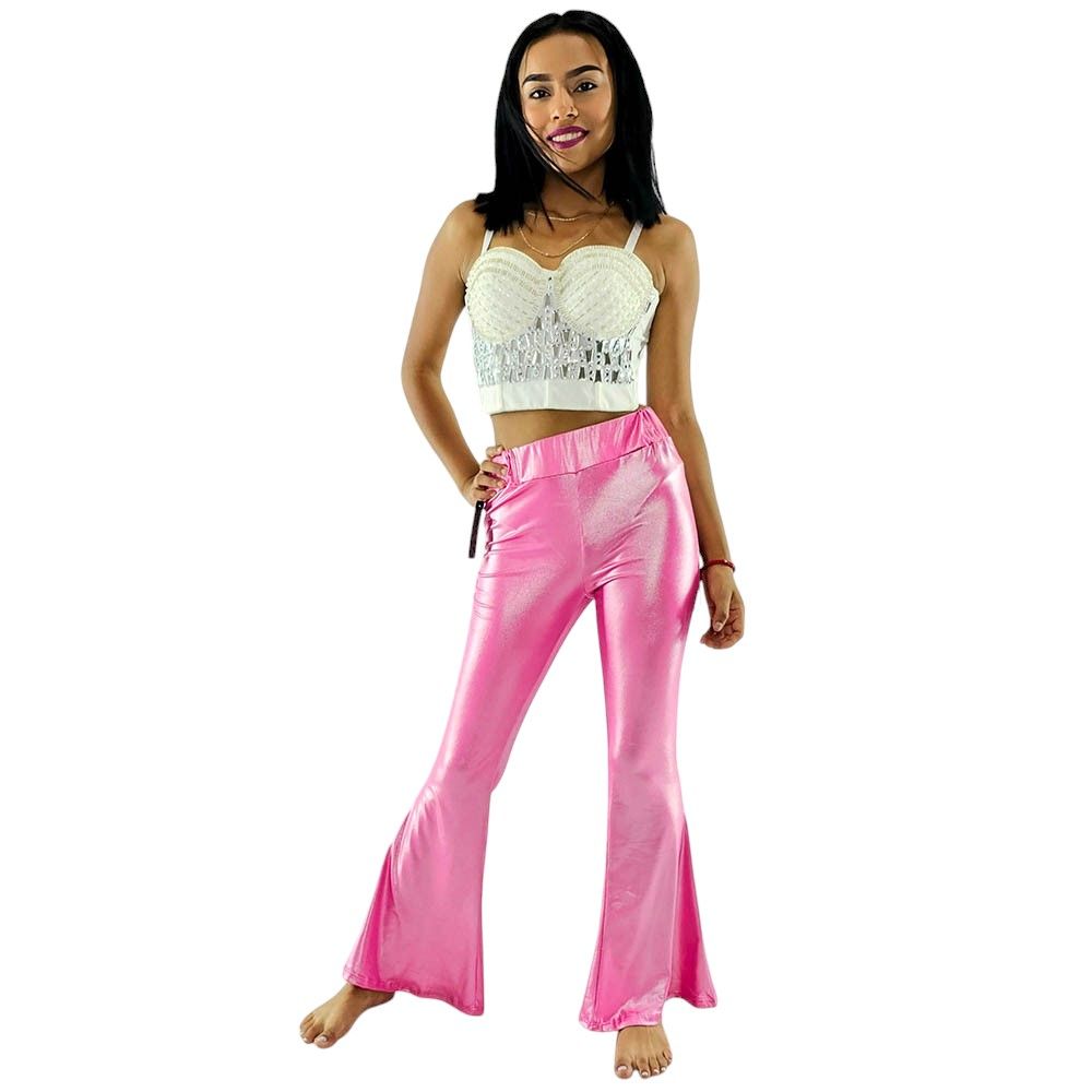 Pantalón acampanado satinado con brillo que potencia tu energía visual