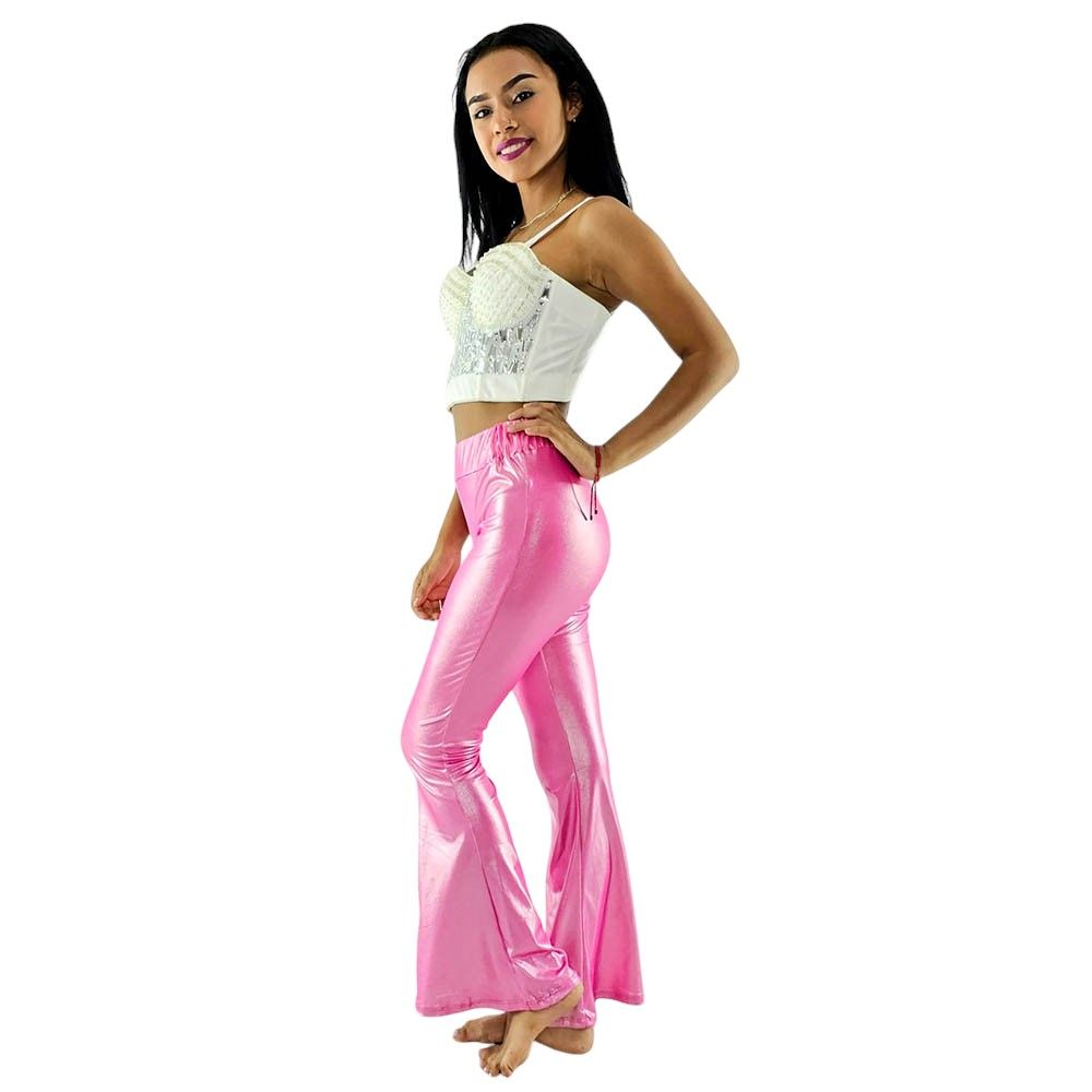 Pantalón acampanado satinado con brillo que potencia tu energía visual
