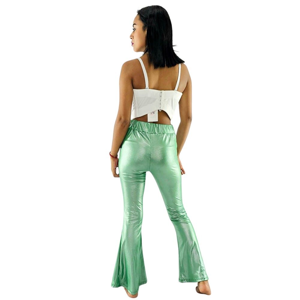 Pantalón acampanado satinado con brillo que potencia tu energía visual