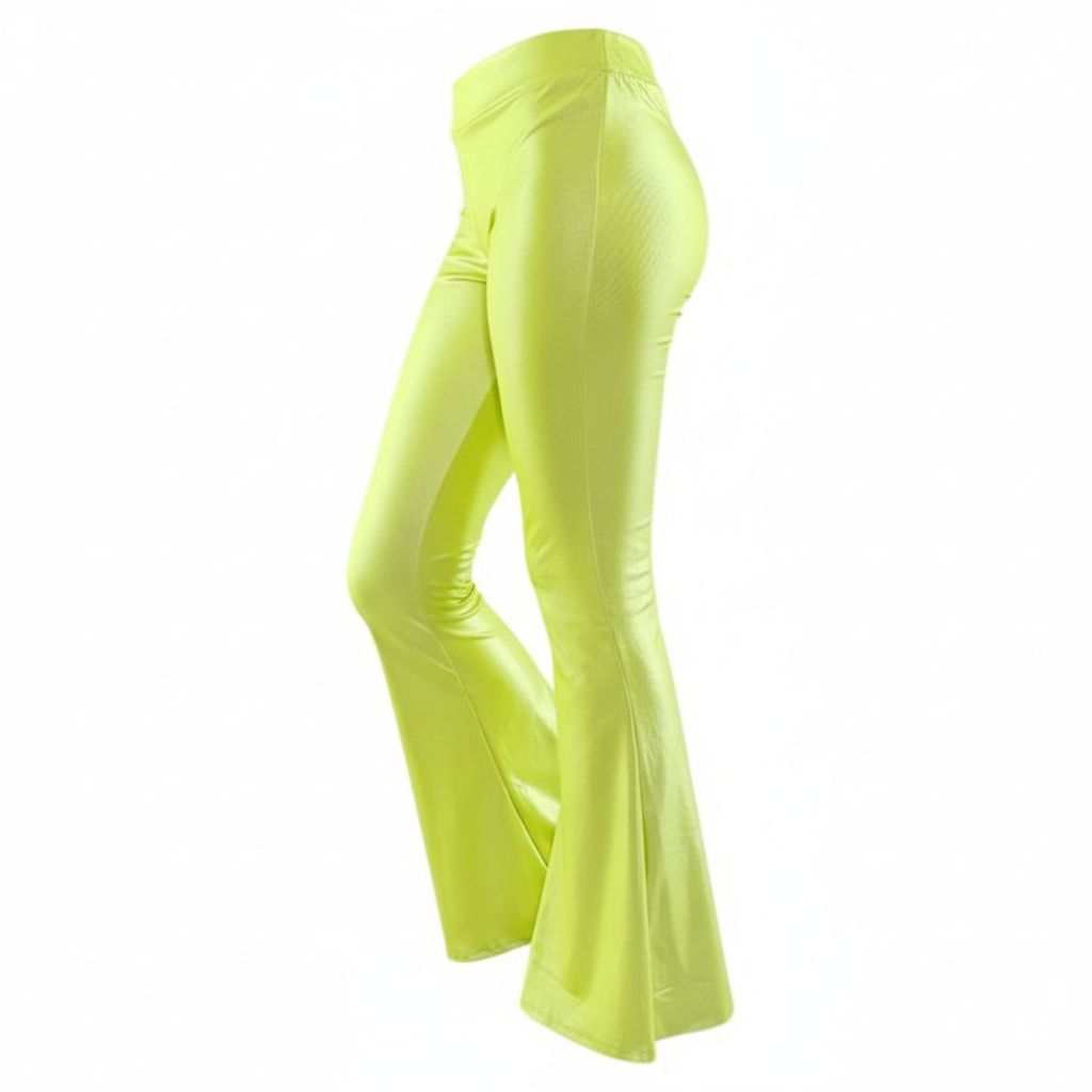 Pantalón acampanado satinado con brillo que potencia tu energía visual