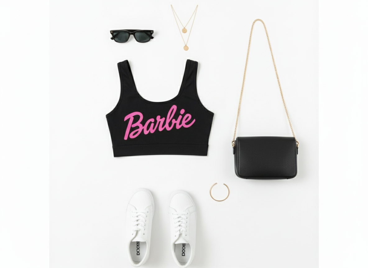 Crop top sin mangas estampado Barbie que activa tu energía visual