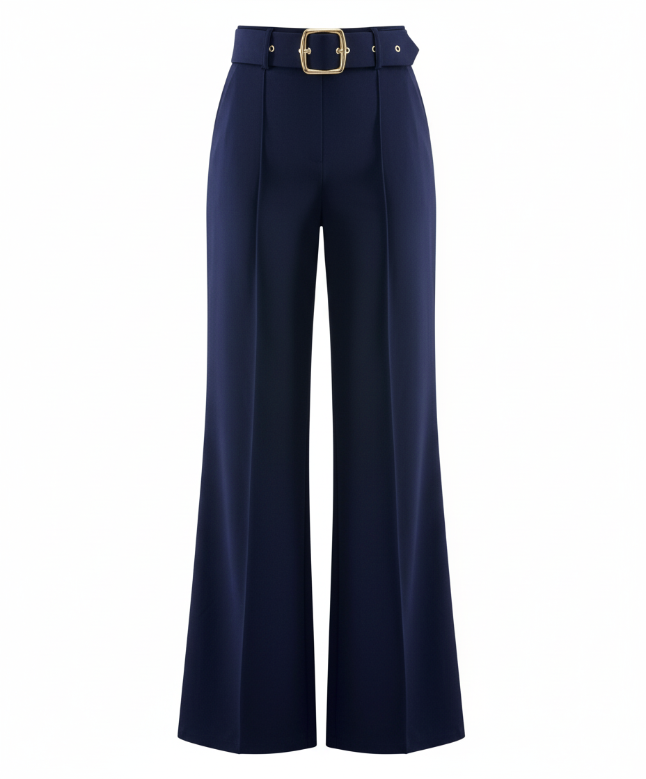 Pantalón acampanado con cinturón que estiliza y realza tu presencia