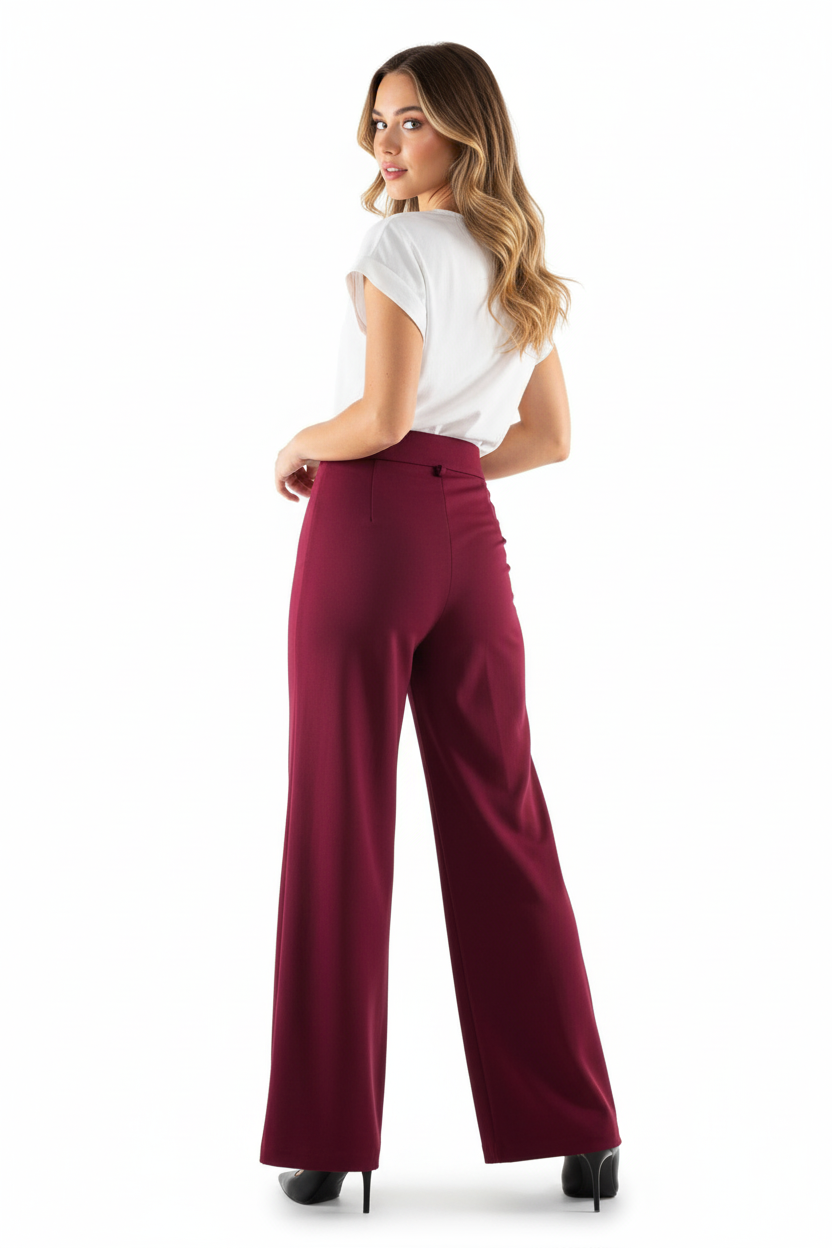 Pantalón acampanado con cinturón que estiliza y realza tu presencia