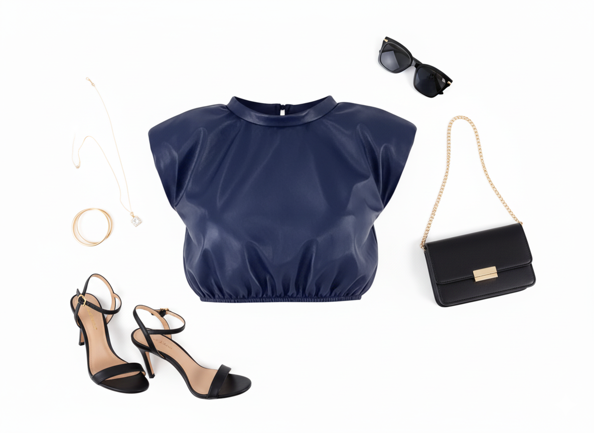 Crop top sin mangas con estructura vinipiel que impone estilo urbano