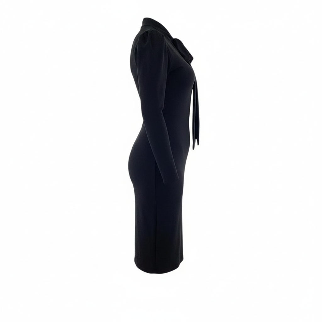 Vestido corto con moño que estiliza con elegancia relajada