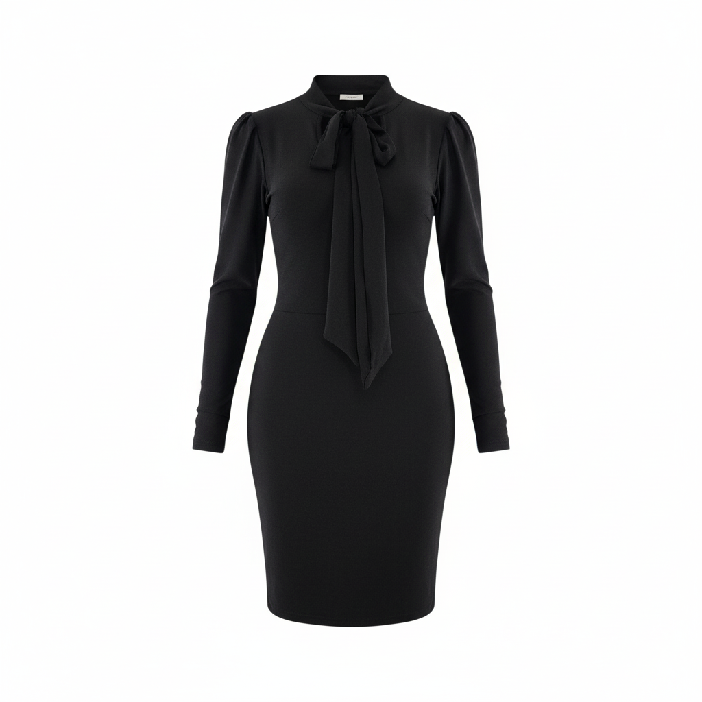 Vestido corto con moño que estiliza con elegancia relajada