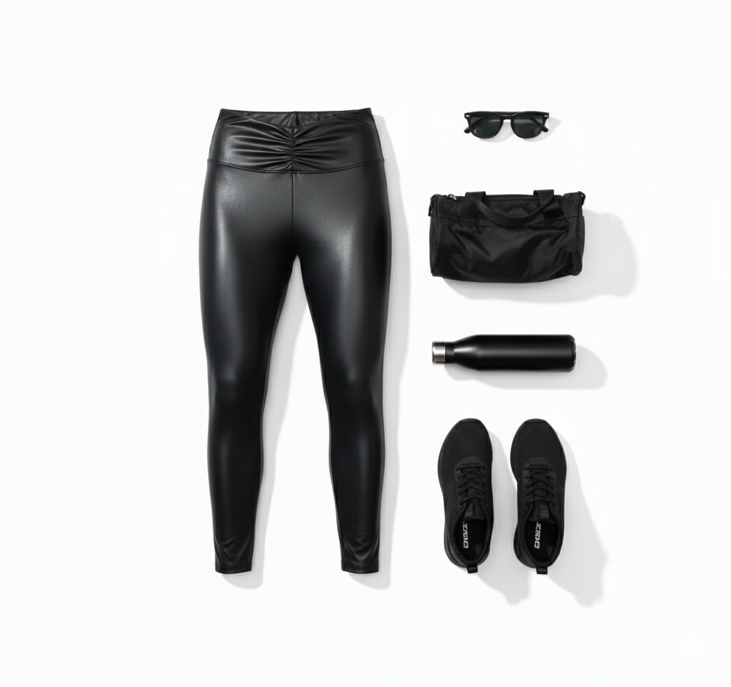Leggins deportivos efecto vinil que moldean y estilizan con impacto visual