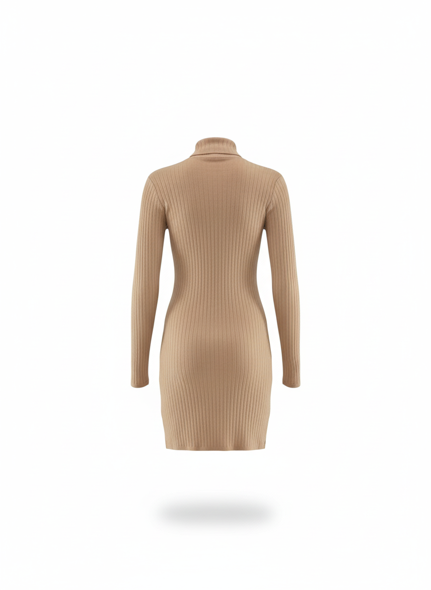 Vestido corto de punto acanalado con estructura que estiliza tu silueta