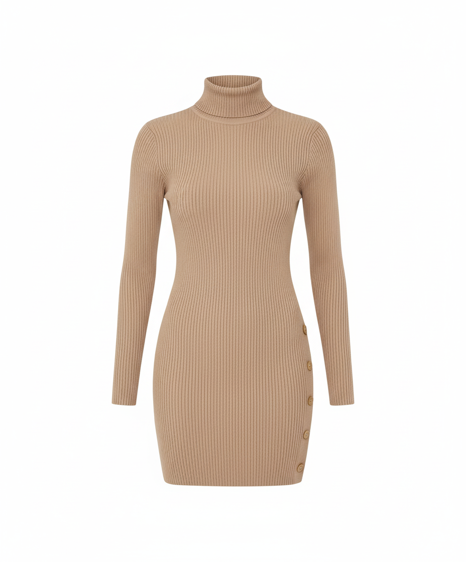 Vestido corto de punto acanalado con estructura que estiliza tu silueta