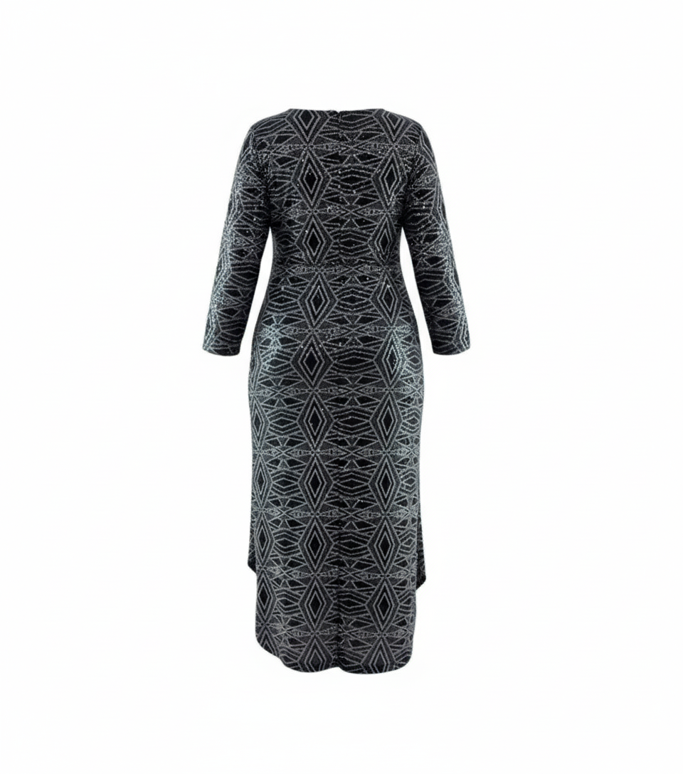 Vestido 3/4 con escote profundo que alarga visualmente tu figura