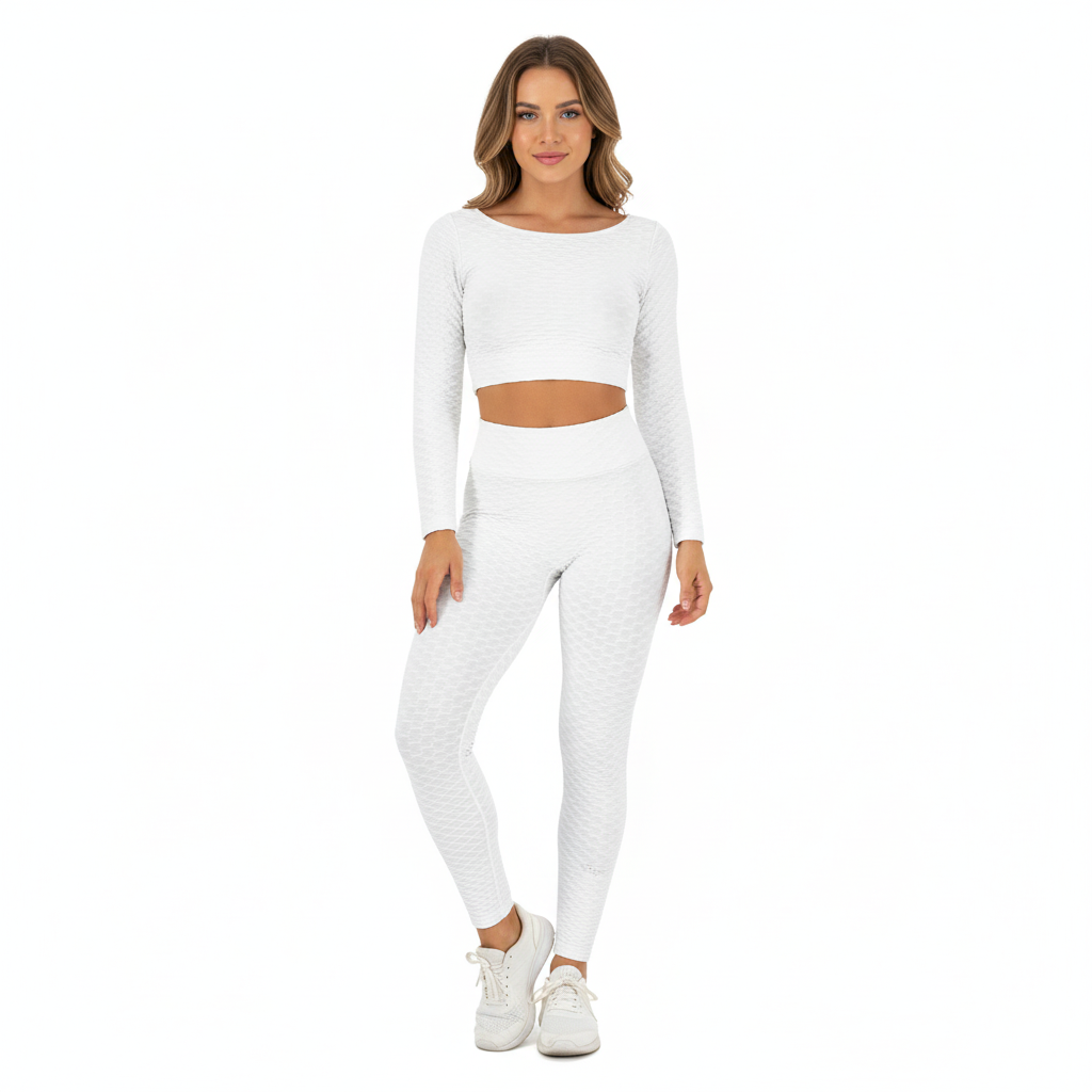 Conjunto deportivo acanalado con espalda descubierta que moldea con estilo