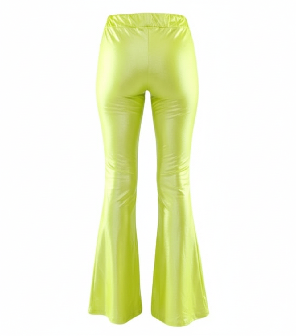 Pantalón acampanado satinado con brillo que potencia tu energía visual
