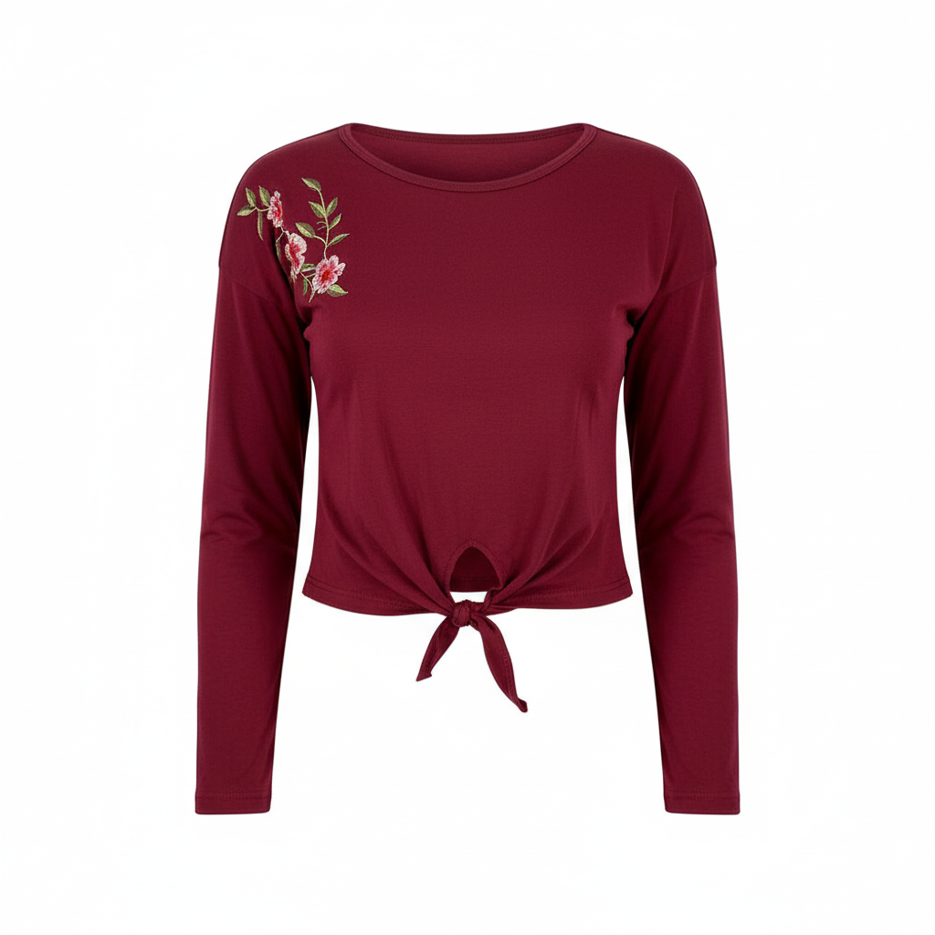 Blusa manga larga con amarre que define tu silueta con elegancia