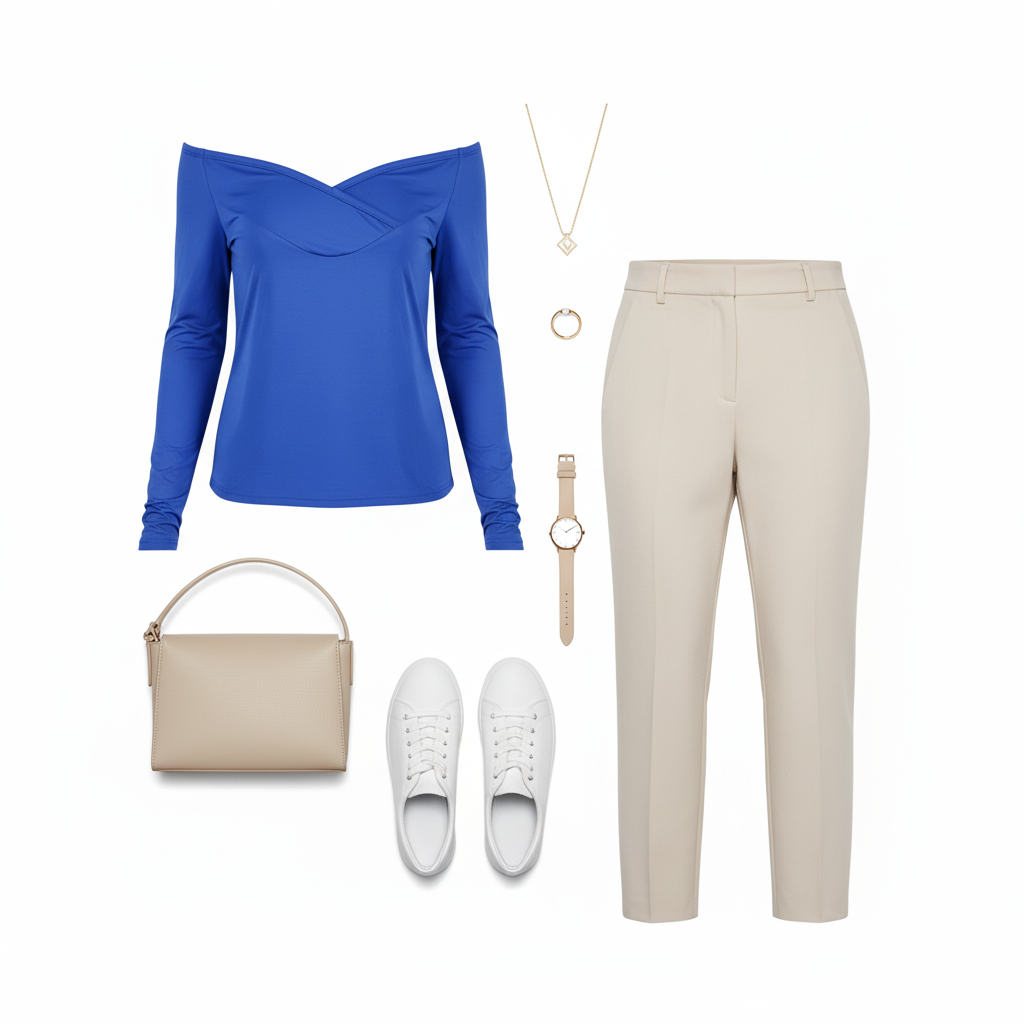 Blusa manga larga off shoulder que resalta tu silueta con elegancia sutil