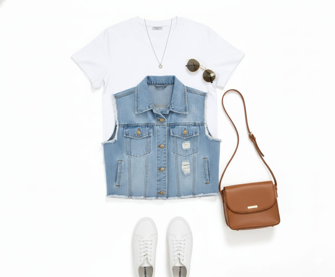 Chaleco denim con orillas rasgadas que define tu actitud casual con estilo
