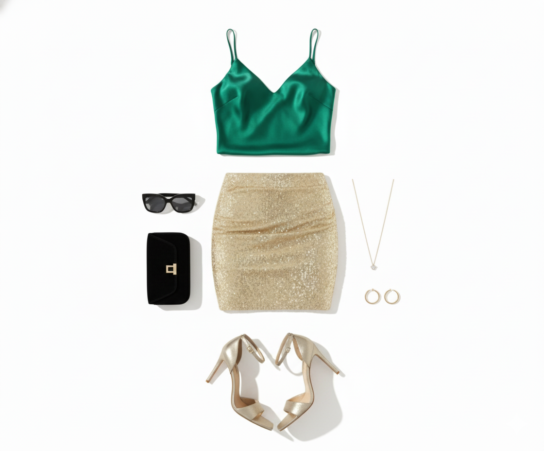 Minifalda ajustada de lentejuelas que atrae todas las miradas con su brillo