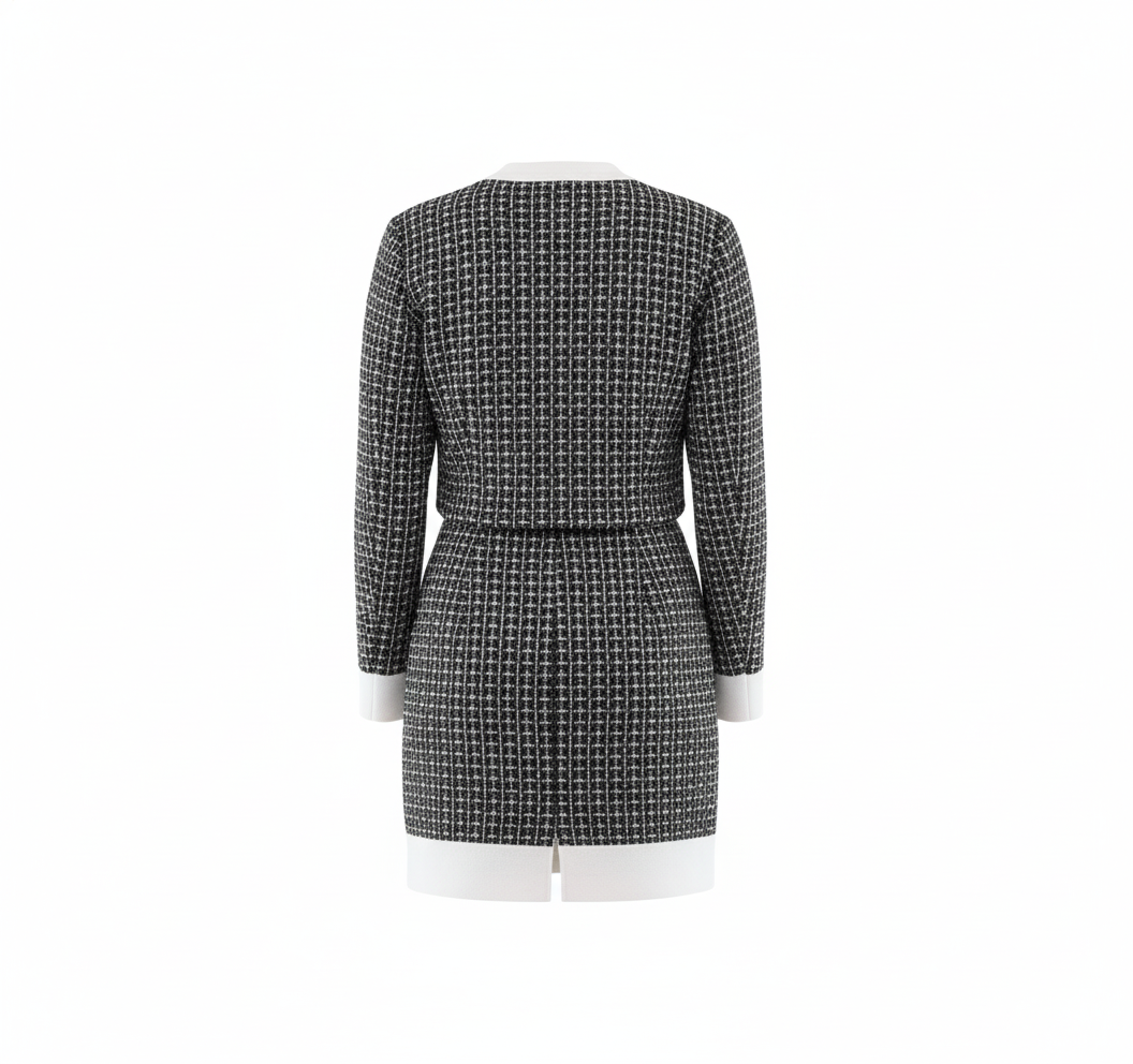 Conjunto con saco y falda corta que proyecta elegancia con orden visual