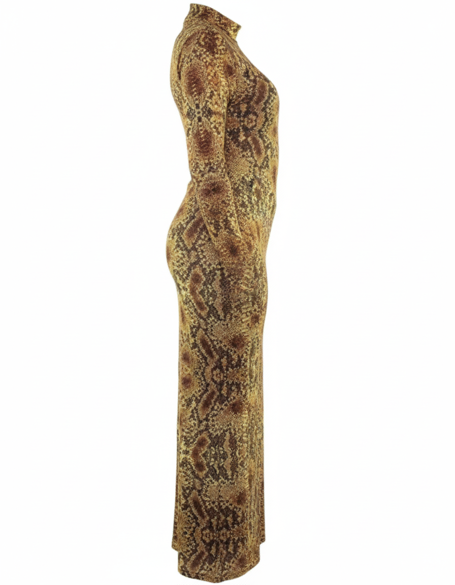 Vestido largo animal print con silueta que estiliza sin esfuerzo