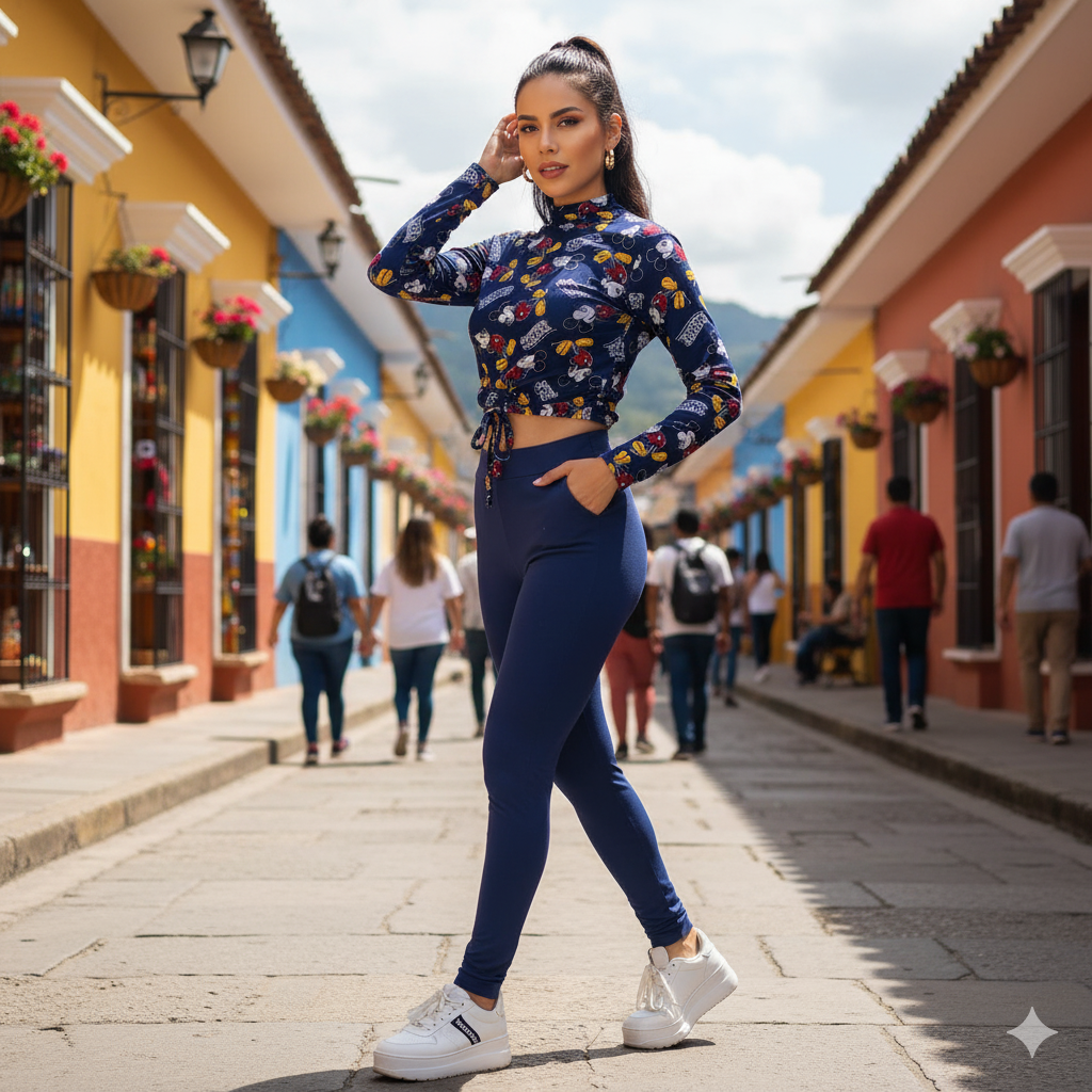 Conjunto estampado que combina diversión y estilo relajado