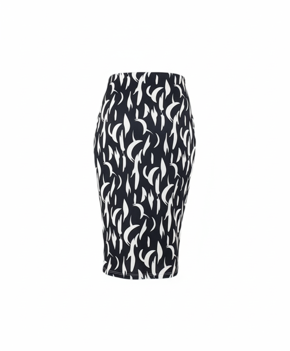 Falda 3/4 con estampado artístico que realza tu figura con energía visual