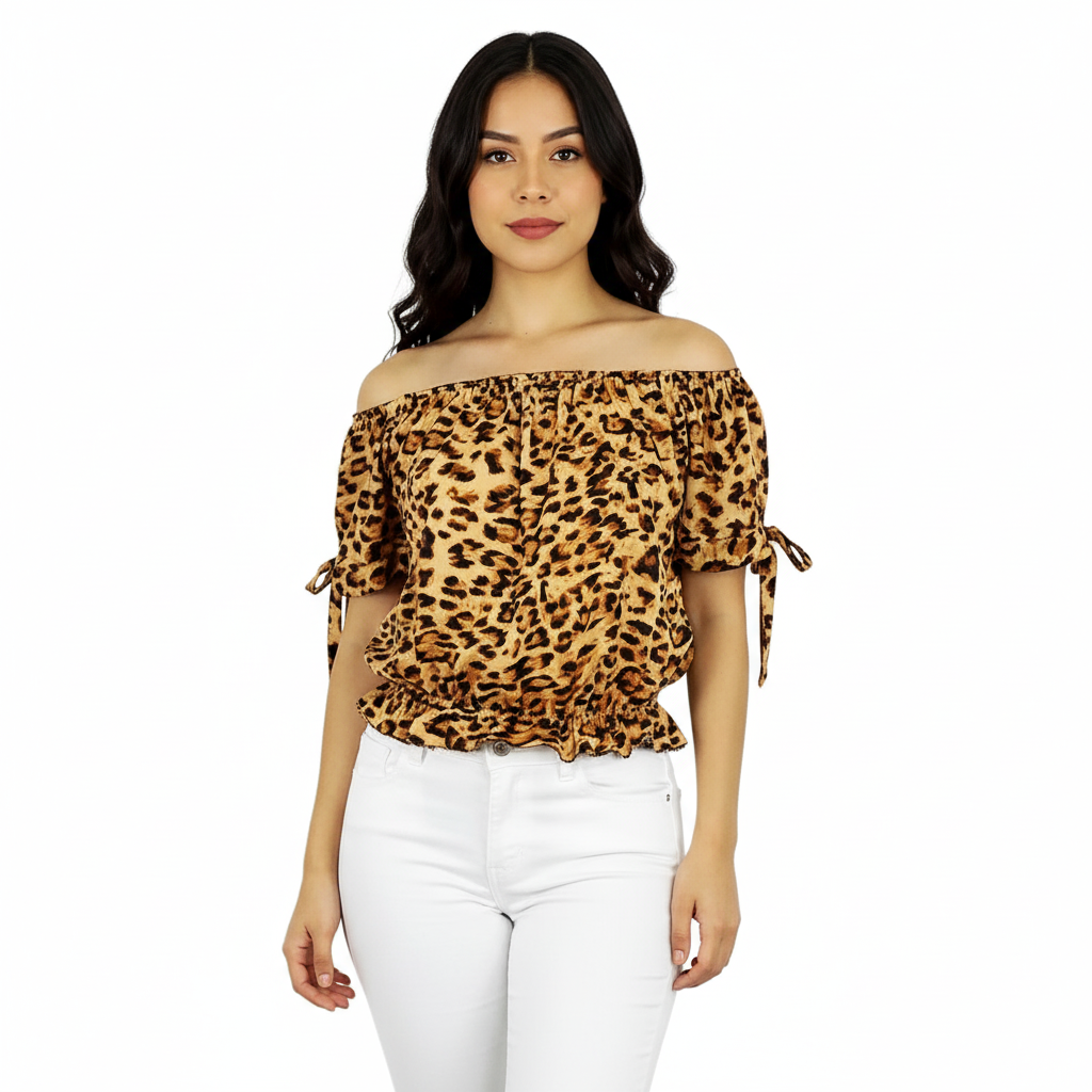 Blusa sin hombros con vuelo que resalta tu lado salvaje