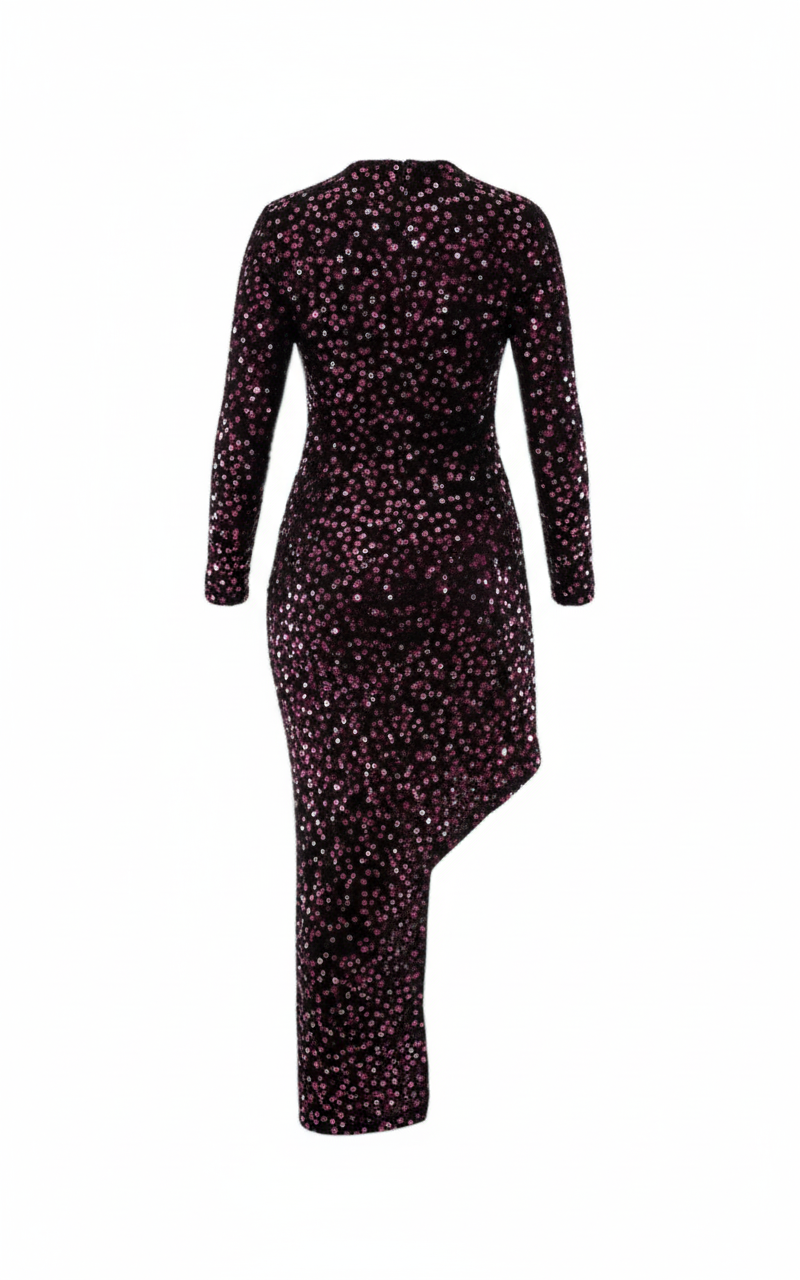 Vestido largo con lentejuelas que ilumina tu silueta con elegancia festiva