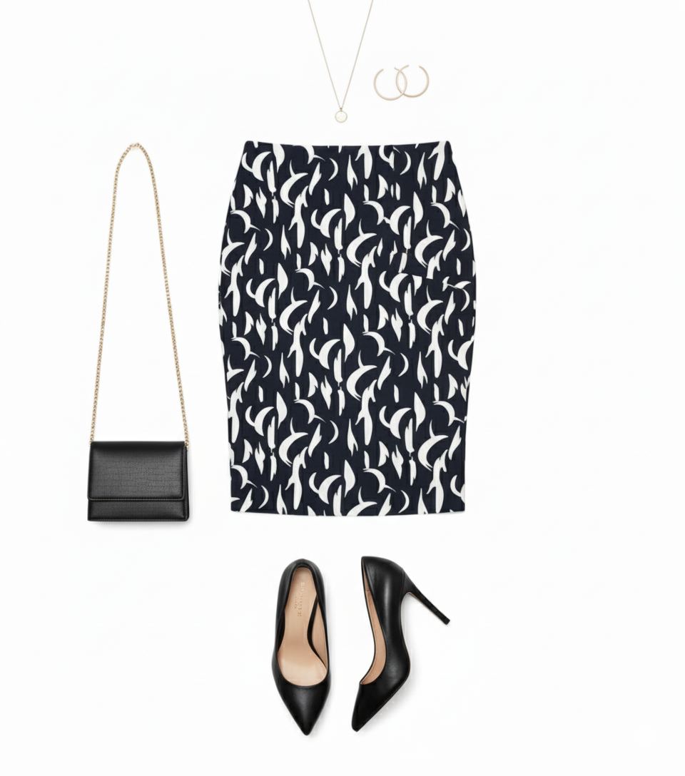 Falda 3/4 con estampado artístico que realza tu figura con energía visual