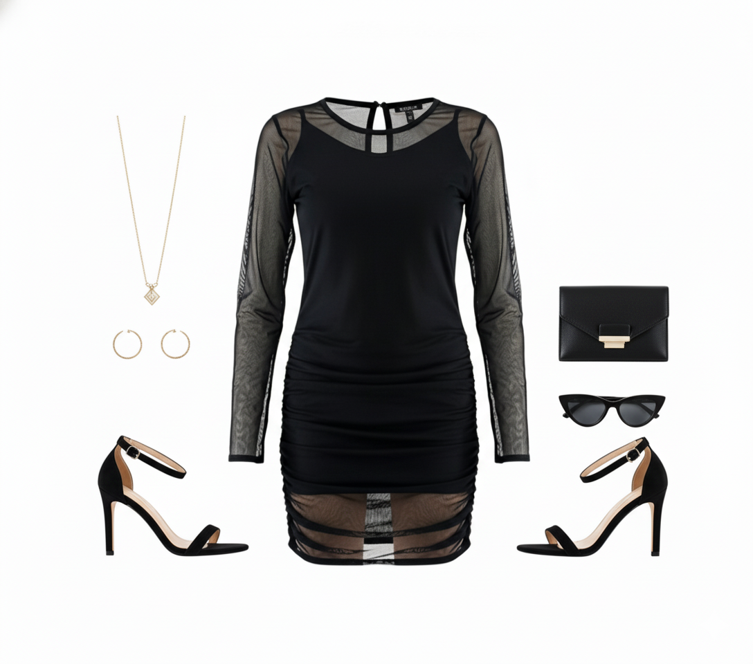 Vestido corto con transparencias que estiliza y acentúa tu figura