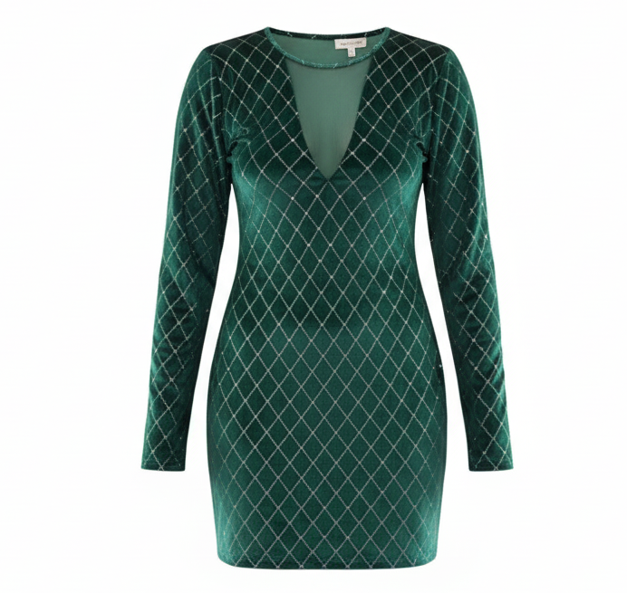 Vestido corto con transparencias y brillo que potencia tu sensualidad