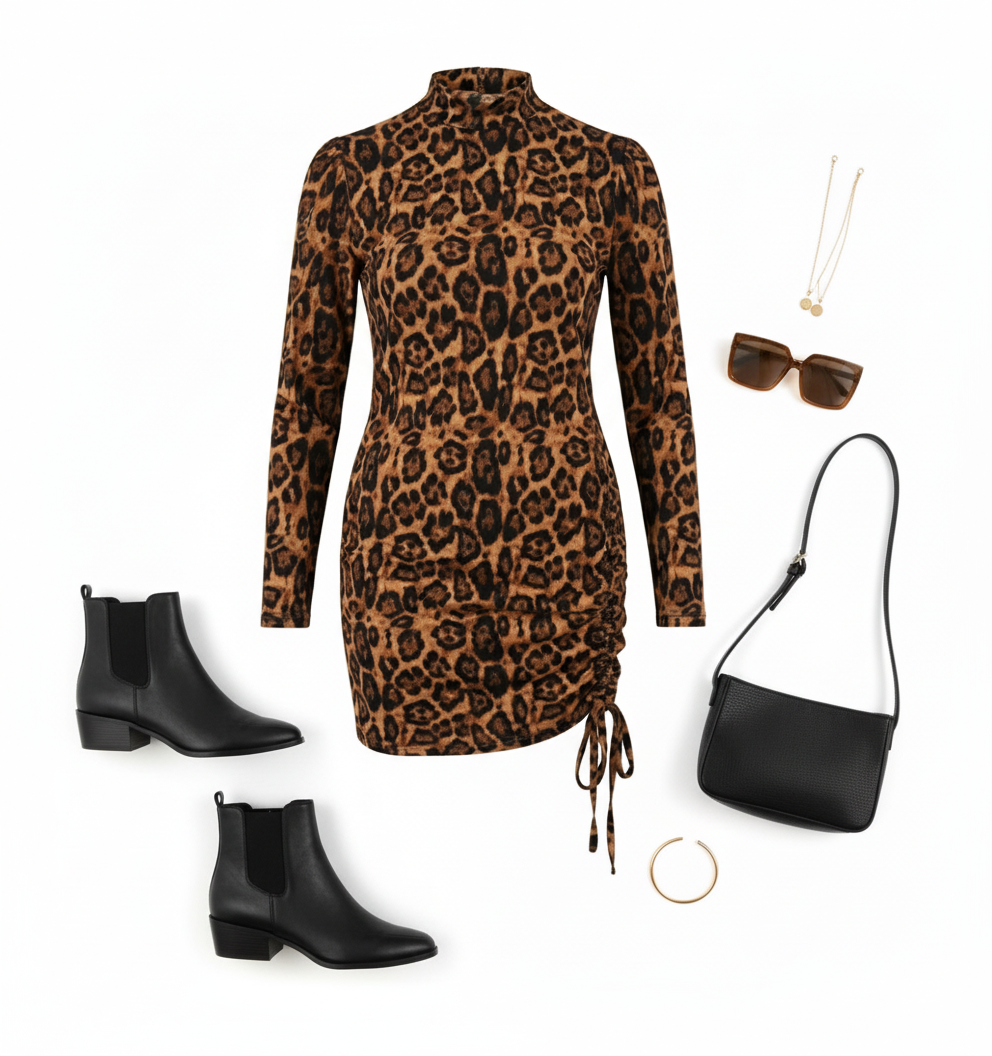 Minivestido animal print que seduce con fuerza y actitud felina