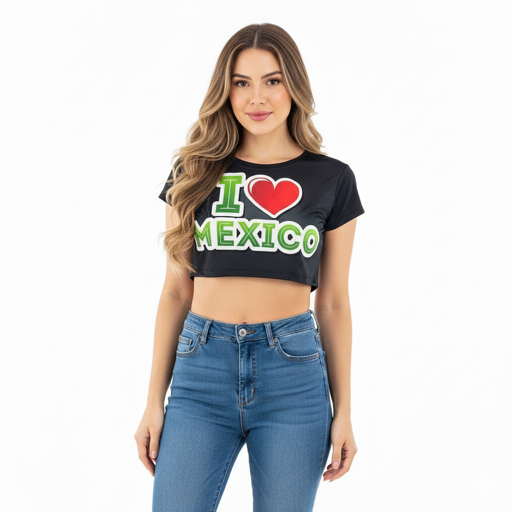 Blusa corta mexicana con actitud vibrante que refleja tu orgullo