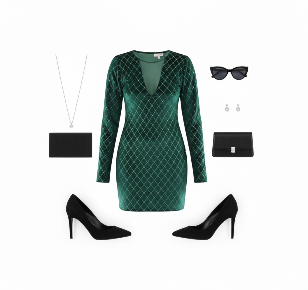 Vestido corto con transparencias y brillo que potencia tu sensualidad