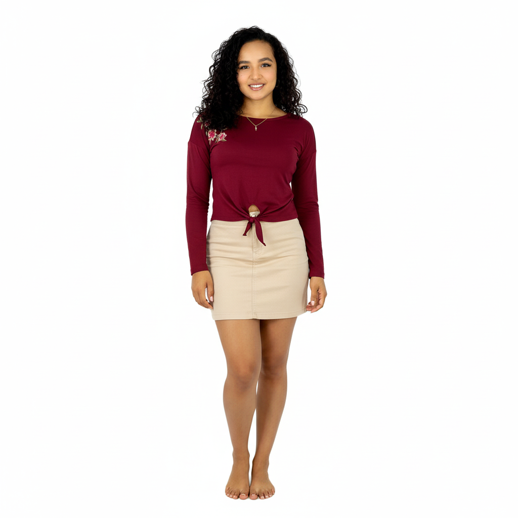 Blusa manga larga con amarre que define tu silueta con elegancia