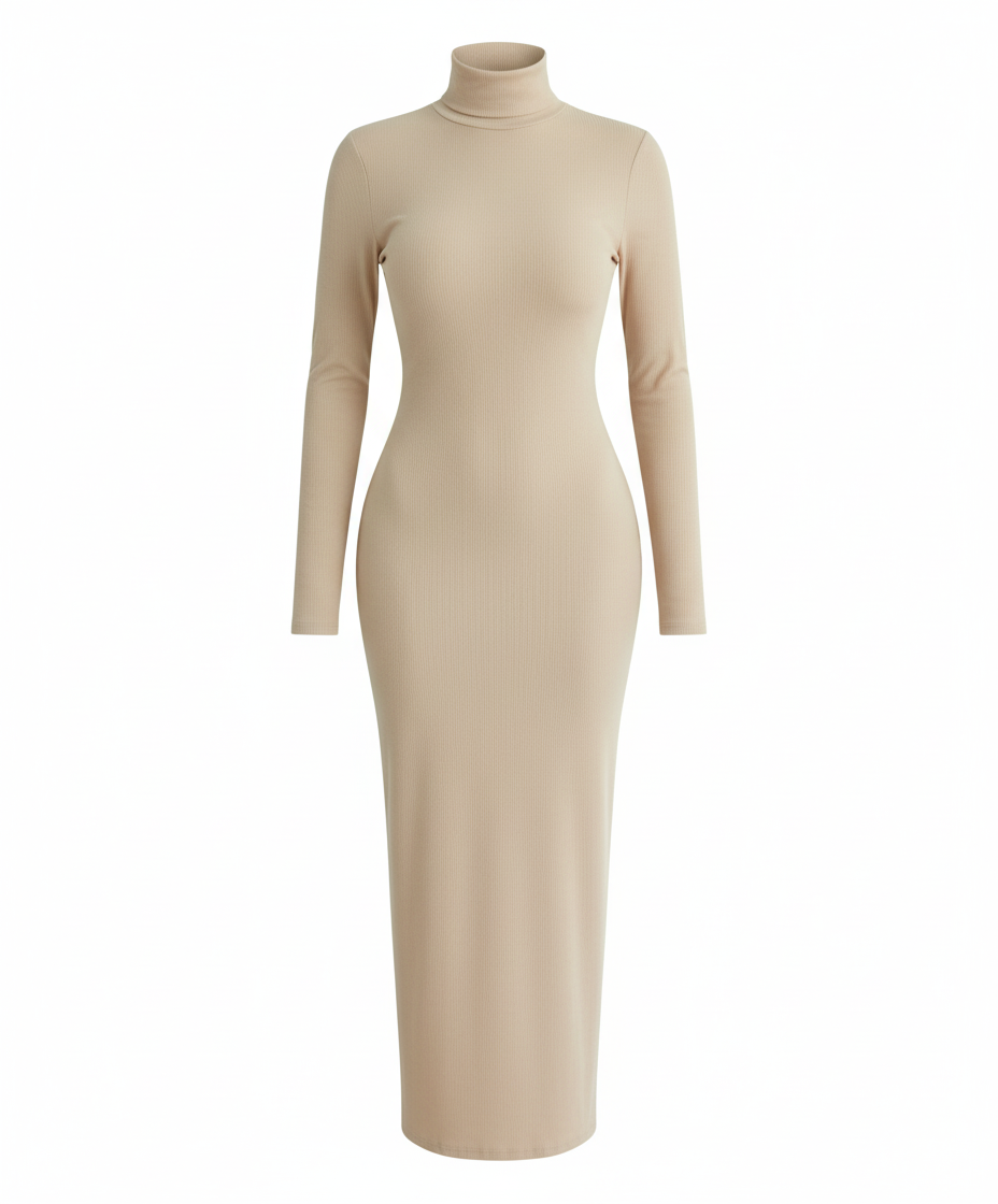 Vestido largo de silueta Chanel que estiliza con sobriedad refinada