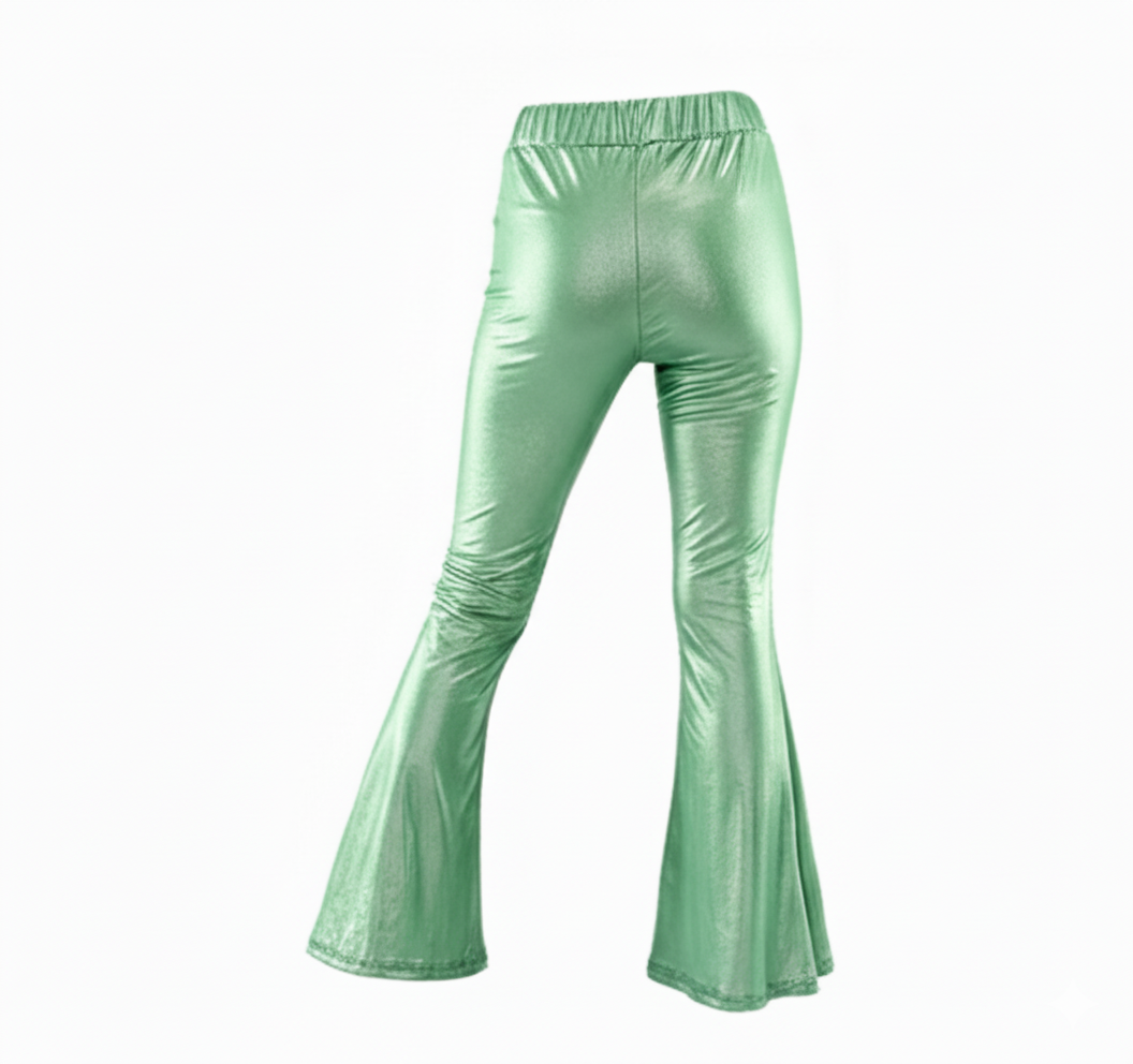 Pantalón acampanado satinado con brillo que potencia tu energía visual