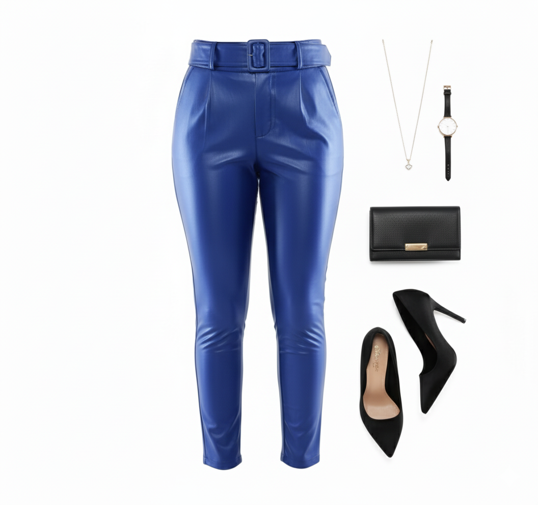 Pantalón cargo satinado con caída fluida y efecto visual vibrante