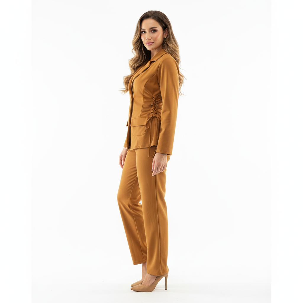 Conjunto saco y pantalón con estructura que estiliza al instante