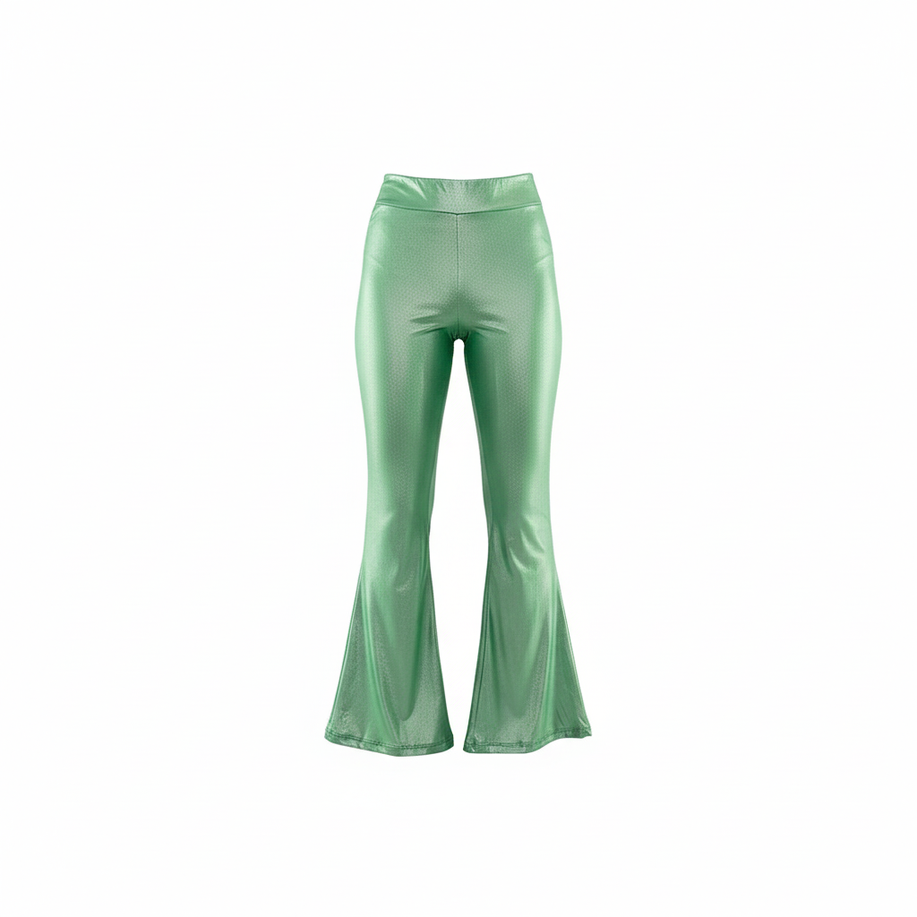 Pantalón acampanado satinado con brillo que potencia tu energía visual