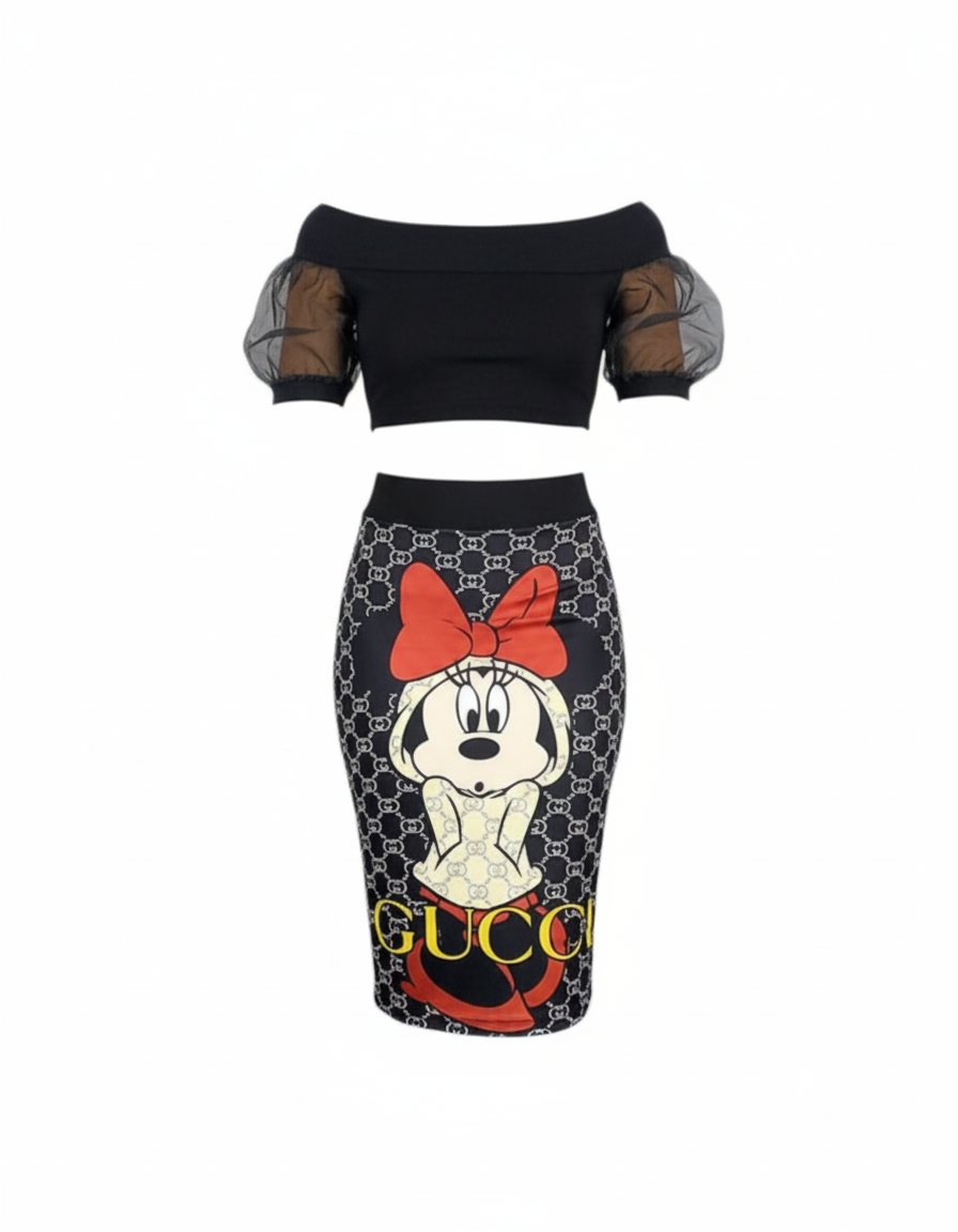 Conjunto casual con falda tubo y blusa de mangas princesa que resalta tu lado más divertido