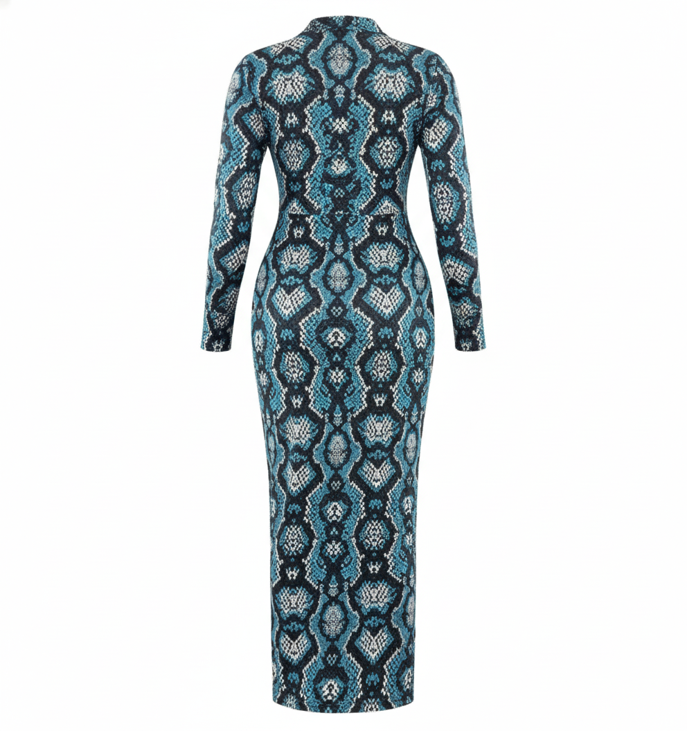 Vestido largo Chanel con estampado artístico que estiliza con presencia