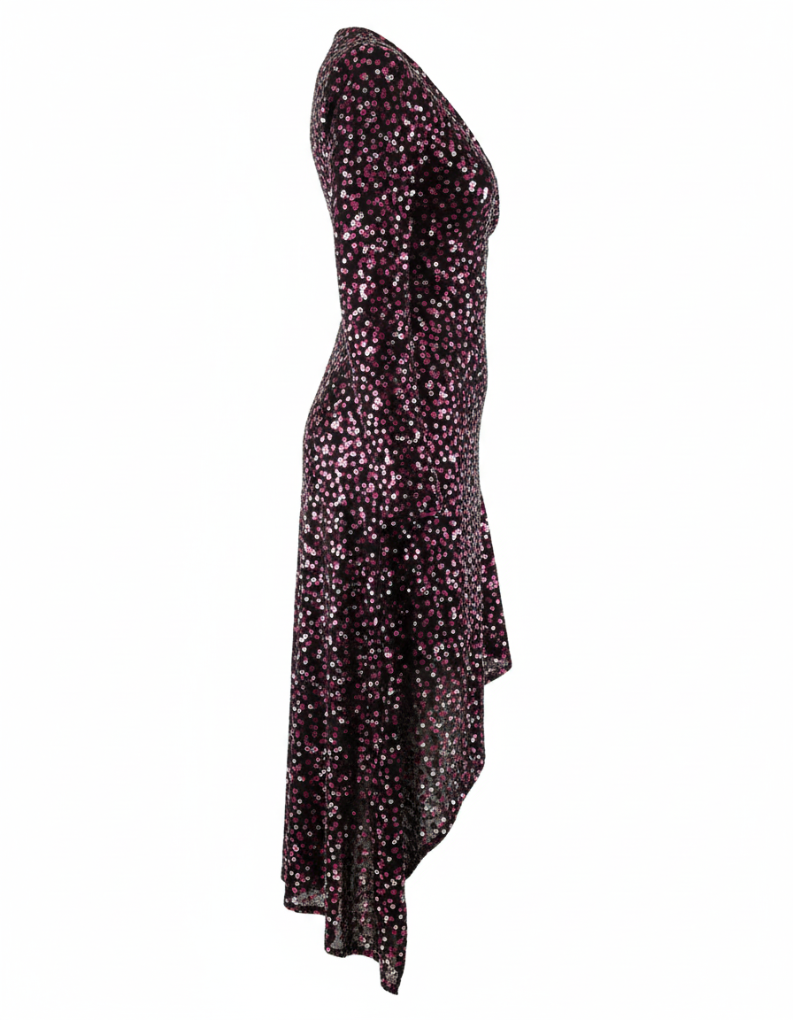 Vestido largo con lentejuelas que ilumina tu silueta con elegancia festiva