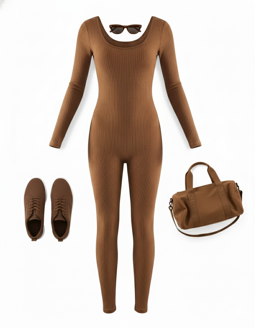 Enterizo largo que moldea con comodidad y fluidez deportiva