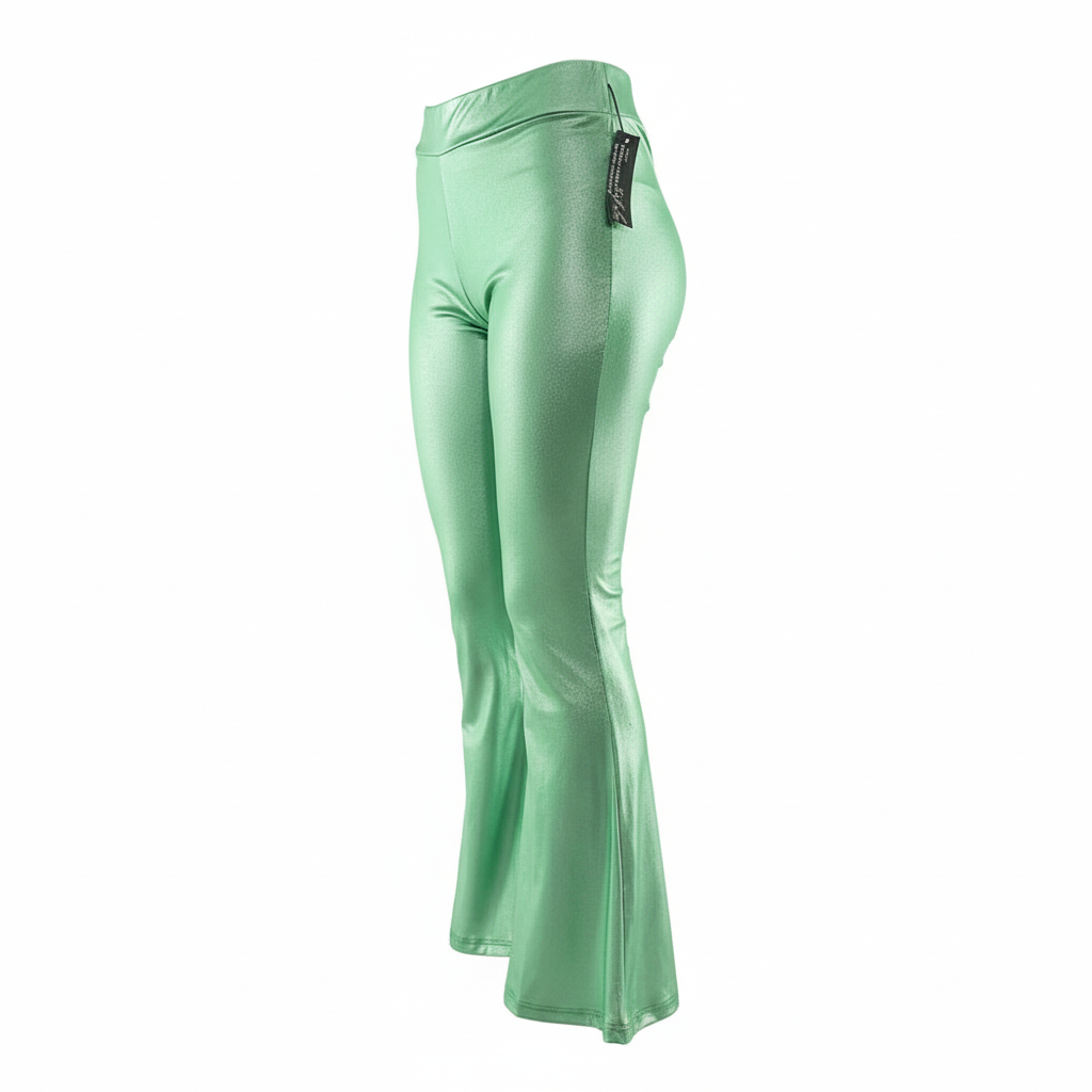Pantalón acampanado satinado con brillo que potencia tu energía visual