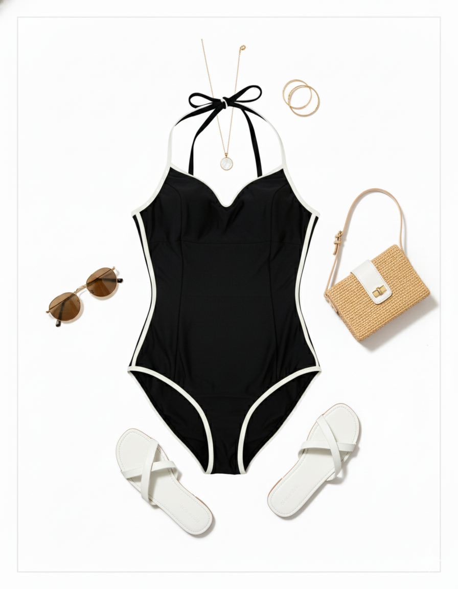 Monobikini con escote corazón que estiliza tu silueta con elegancia atemporal