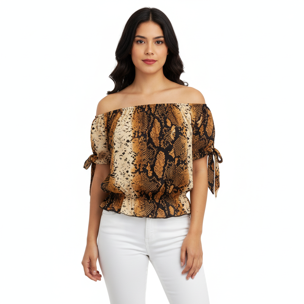 Blusa sin hombros con vuelo que resalta tu lado salvaje