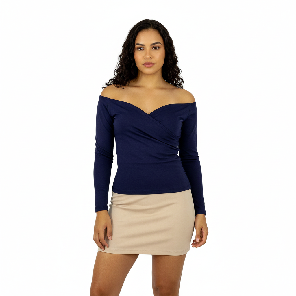 Blusa manga larga off shoulder que resalta tu silueta con elegancia sutil